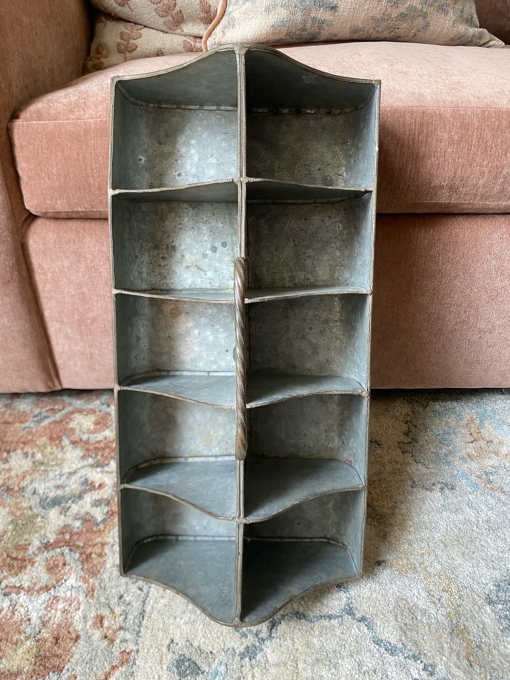 Vintage Metal Bottle Organizer - Industrial Shelf